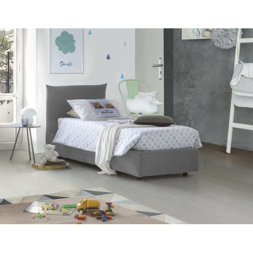 Lit Simple En Tissu Gris 80x190 Cm
