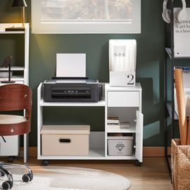Caisson De Bureau À Roulettes Avec Tiroir Effet Bois Blanc