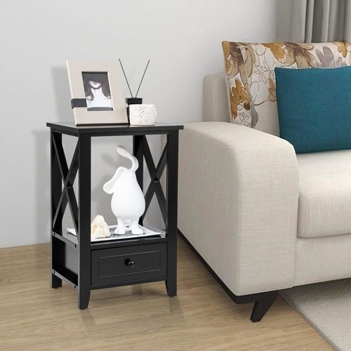 Table De Chevet Noire 40x30x61.5 Cm