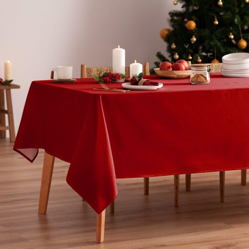 Nappe De Noël En Coton Rouge 155x100 Cm