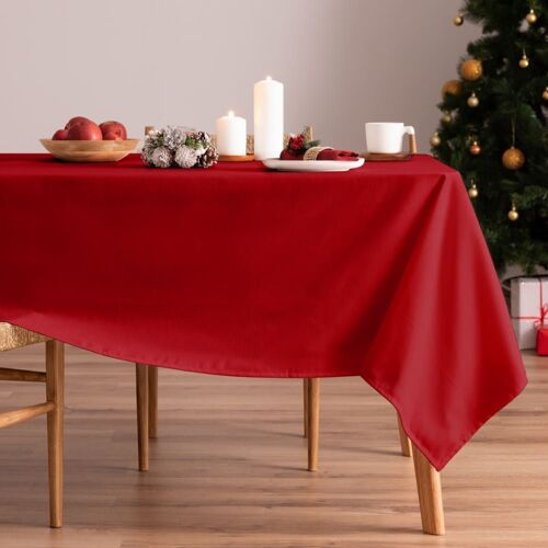 Nappe De Noël En Coton Rouge 155x350 Cm