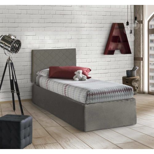 Lit Simple En Tissu Tourterelle 80x190 Cm