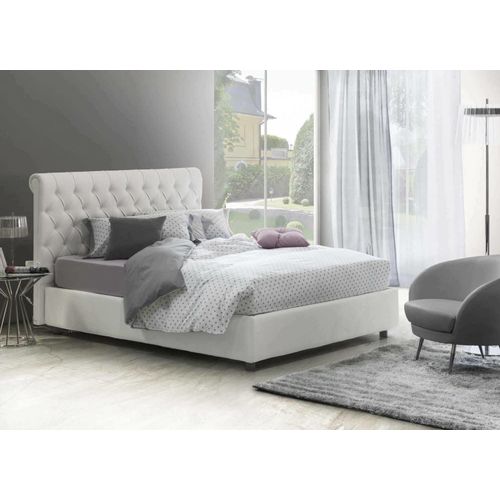 Lit Double En Simili Cuir Blanc 160x190 Cm