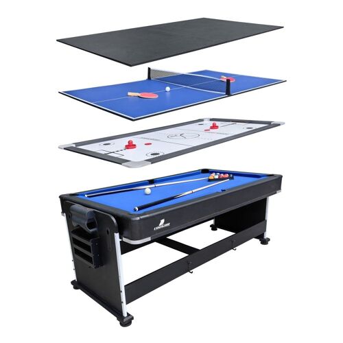 Table de jeu 4 en 1 en bois noir