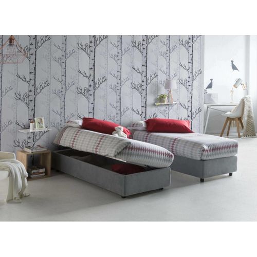 Lit Simple En Tissu Gris 80x190 Cm