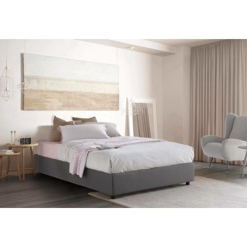 Lit Double En Tissu Gris 160x190 Cm