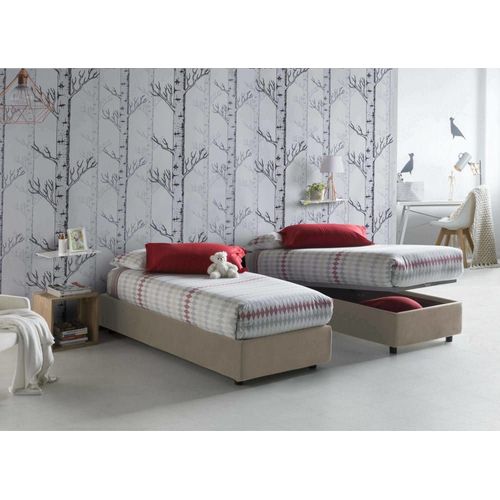 Lit Simple En Tissu Tourterelle 80x190 Cm