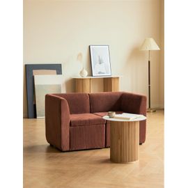 Canapé Modulable 2 Places En Velours Côtelé Terracotta