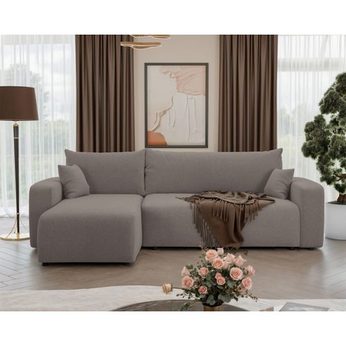 Canapé D'angle Convertible En Bouclette Brun Clair