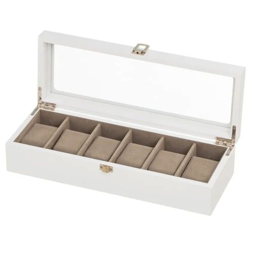 Coffret de rangement pour 6 montres en bois blanc 33x13x8cm