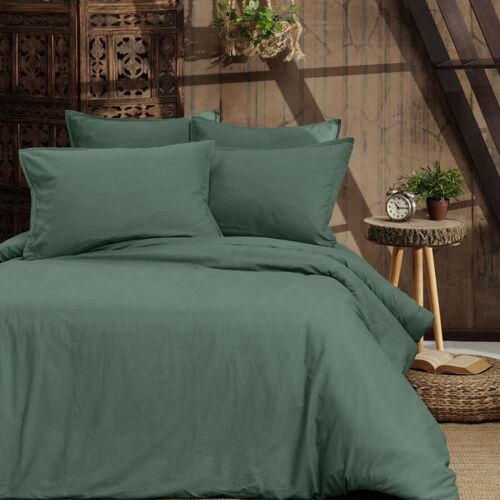 Housse De Couette En Percale Lavée Lichen 260x240 Cm