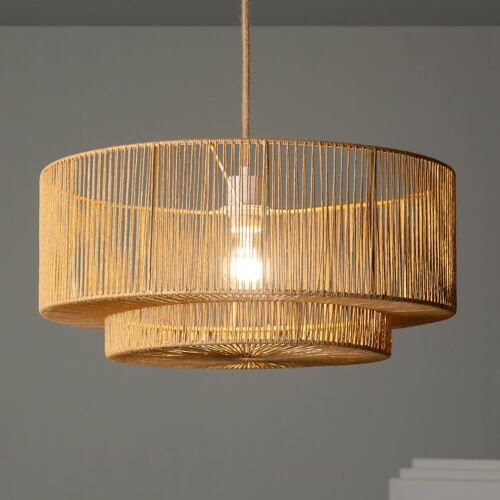 Suspension Luminaire Effet Rotin Naturel