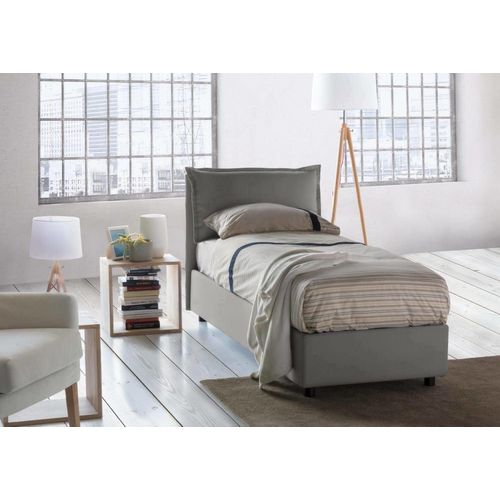 Lit Simple En Tissu Gris 80x190 Cm