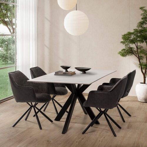 Table fixe en pierre 6 places 180x76 cm