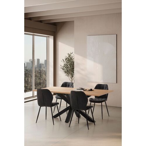 Table rectangulaire avec pied en fer pour 6/8 personnes 180x76 cm