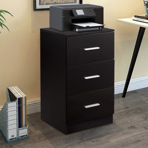 Caisson De Bureau Avec 3 Tiroirs Durable Noir 37 X 34 X 66,5 Cm