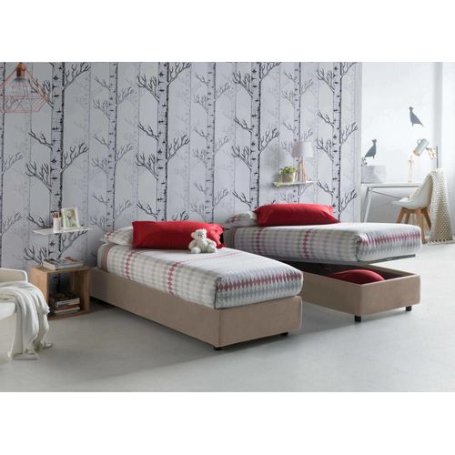 Lit Simple En Tissu Tourterelle 80x190 Cm