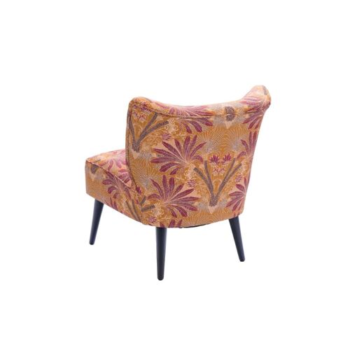 Fauteuil crapaud en tissu orange à motifs