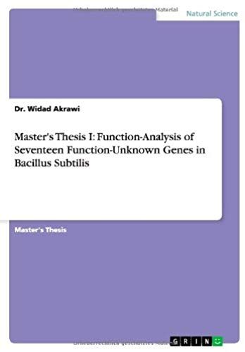 Master's Thesis I: Function-Analysis Of Seventeen Function-Unknown Genes In Bacillus Subtilis