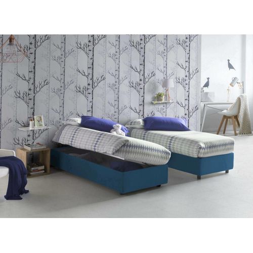 Lit Simple En Tissu Bleu 80x190 Cm