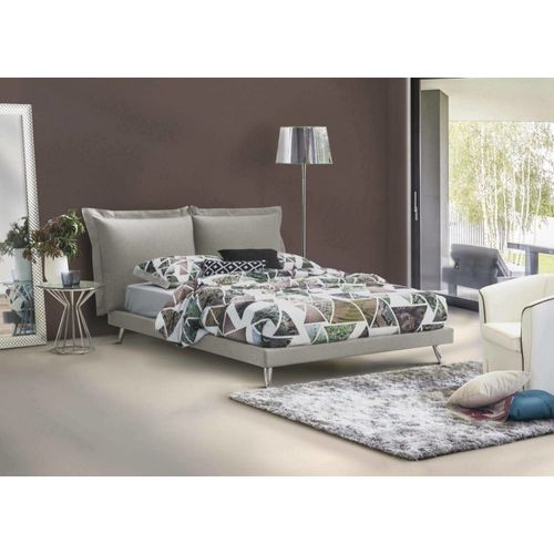 Lit Double En Tissu Gris 160x190 Cm