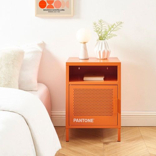 Table De Chevet Métal Orange 40cm