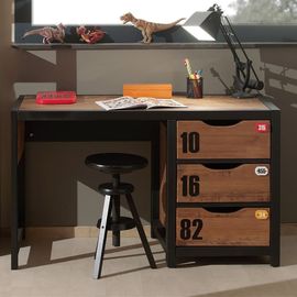 Bureau 3 Tiroirs En Pin Massif Avec Motifs