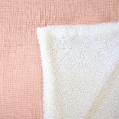 Plaid Sherpa Et Gaze De Coton 130 X 170 Cm Pêche