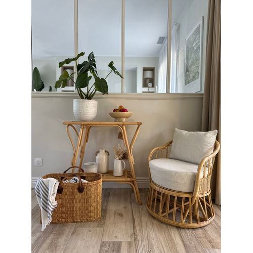 Fauteuil En Rotin Naturel Et Tissu Beige
