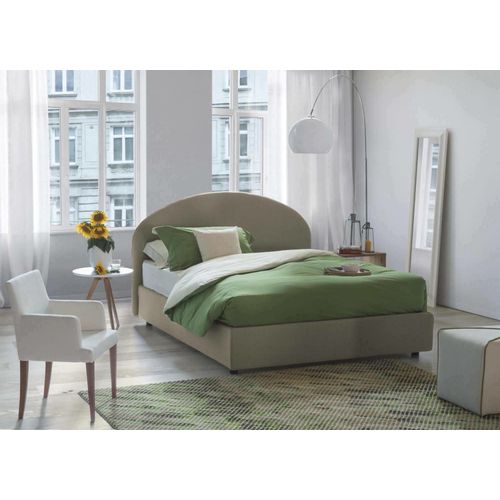 Lit Double En Tissu Tourterelle 160x190 Cm
