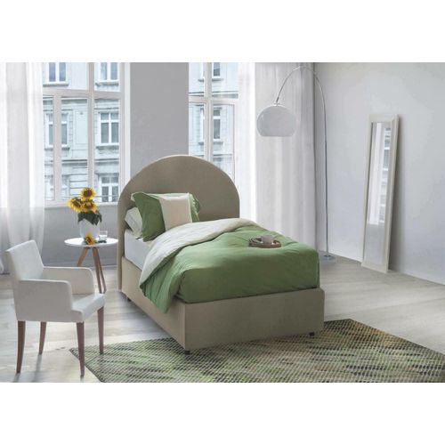 Lit Simple En Tissu Tourterelle 80x190 Cm