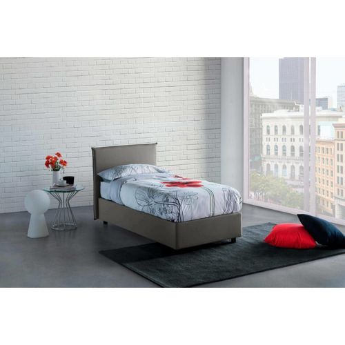 Lit Simple En Tissu Gris 80x190 Cm