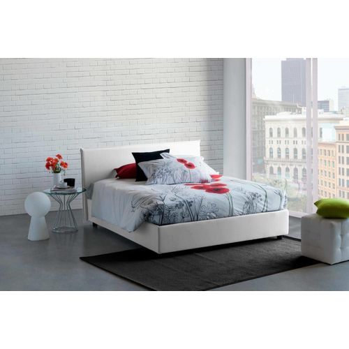 Lit Double En Tissu Blanc 160x190 Cm