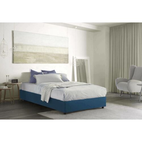 Lit demi-carré en tissu bleu 120x190 cm
