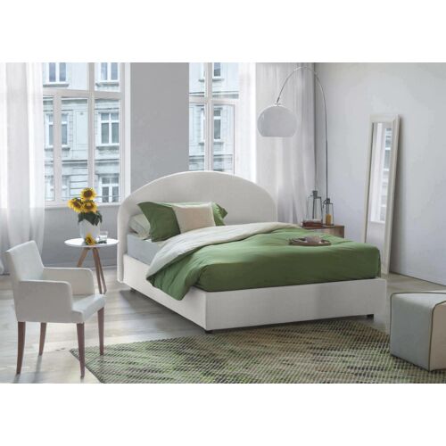 Lit demi-carré en tissu blanc 120x190 cm