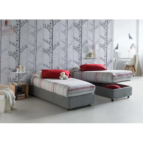 Lit Simple En Tissu Gris 80x190 Cm