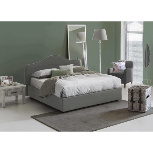 Lit Double En Tissu Gris 160x190 Cm