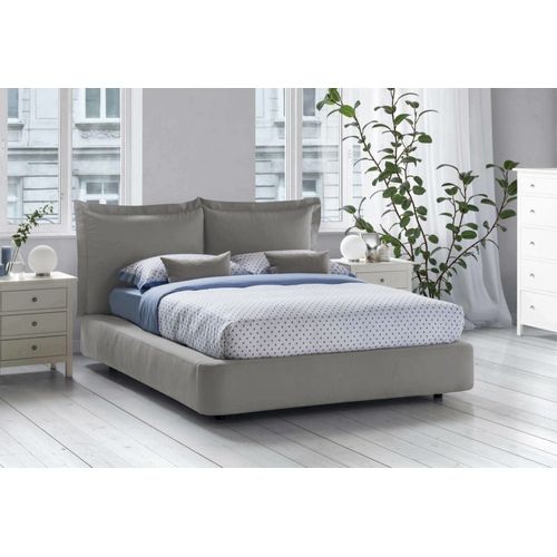 Lit Double En Tissu Gris 160x190 Cm
