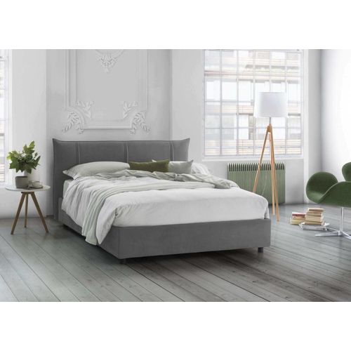 Lit Double En Tissu Gris 160x190 Cm