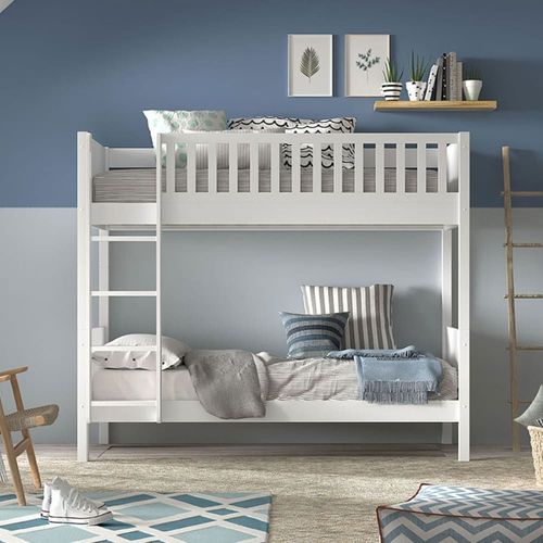 Lit Superposé En Pin Laqué Blanc 90x200cm