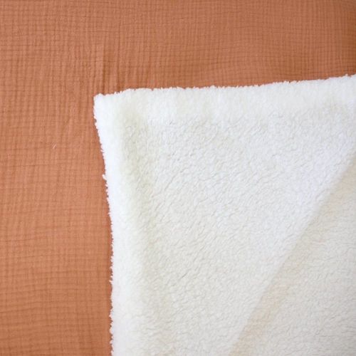 Plaid Sherpa Et Gaze De Coton 130 X 170 Cm Caramel