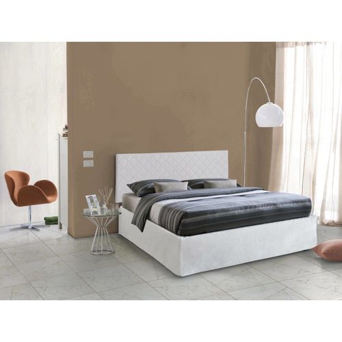 Lit Double En Simili Cuir Blanc 160x190 Cm
