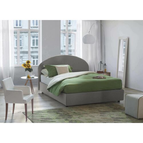 Lit demi-carré en tissu gris 120x190 cm