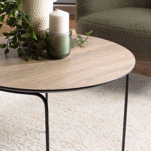Table basse ronde pieds métal noir D60