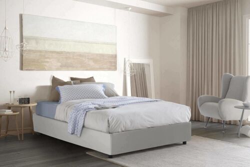 Lit double en simili cuir blanc 140x200 cm
