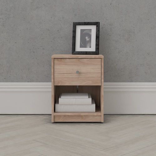 Table De Chevet 1 Tiroir Et 1 Niche L37,9 Cm - Effet Bois Clair