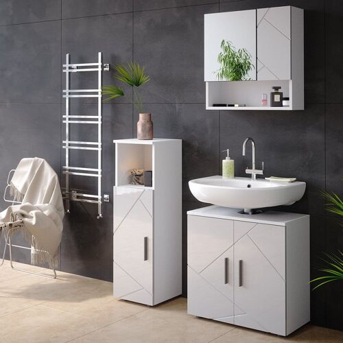 Meuble de rangement de salle de bain, Blanc 30 x 95cm