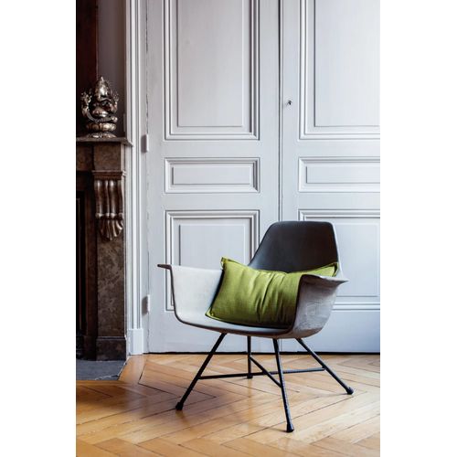 Fauteuil Bas Design Industriel En Béton Gris Et Acier Noir - 65x64cm