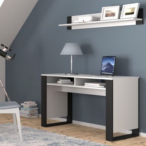 Bureau stratifiés blanc et noir mat