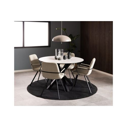Table ronde en céramique L119 4 personnes blanc marbre